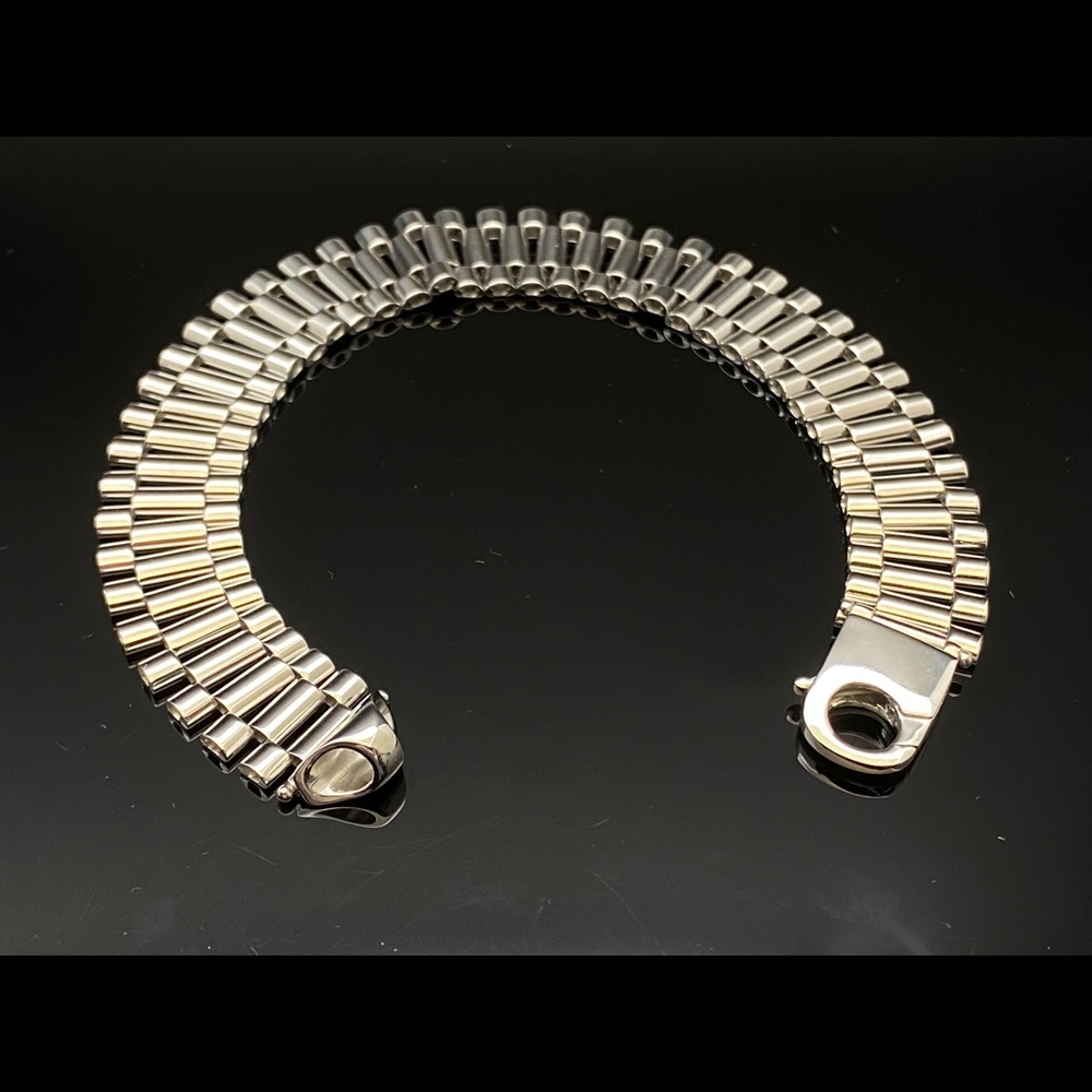 Solid Sterling Silver Rhodium Plated Mens Bracelet